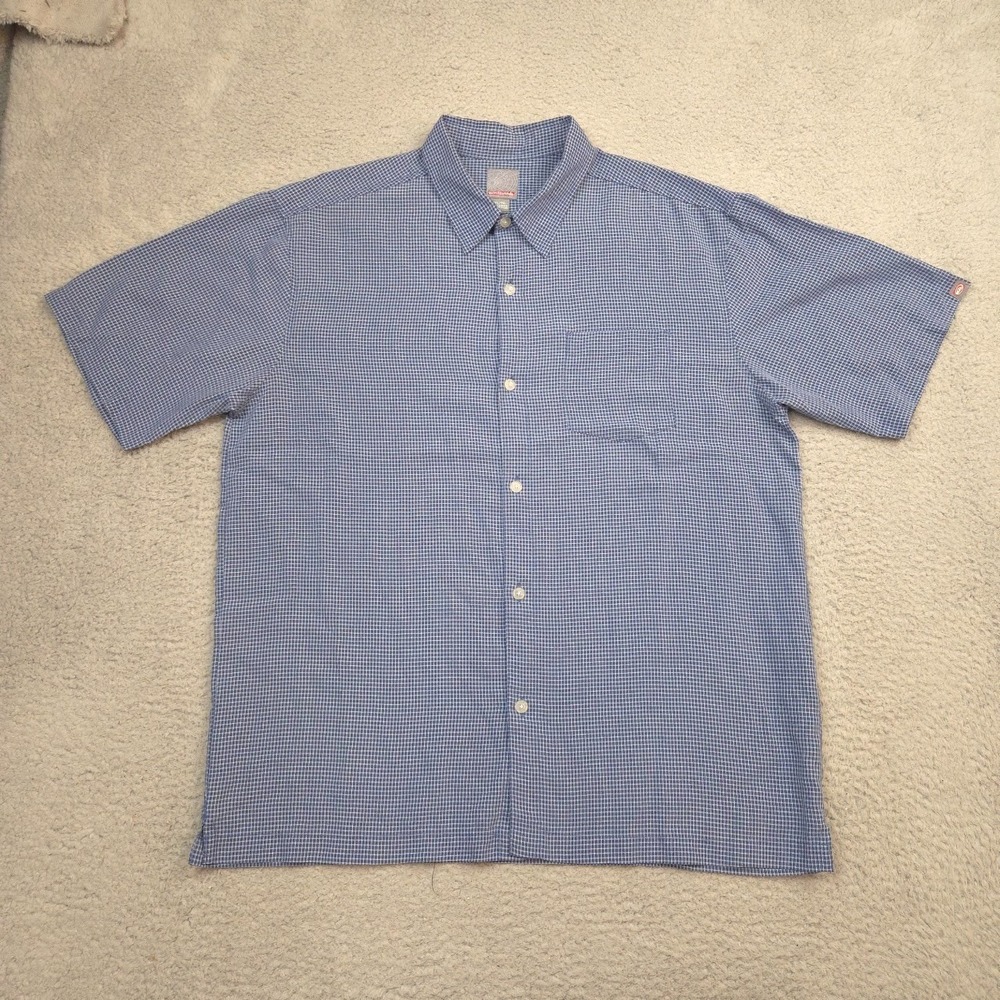Quiksilver Button Front Shirt Mens XL Blue Check Short Sleeve Casual Skater Surf